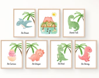 Set of 7  Baby Dinosaur Digital Prints