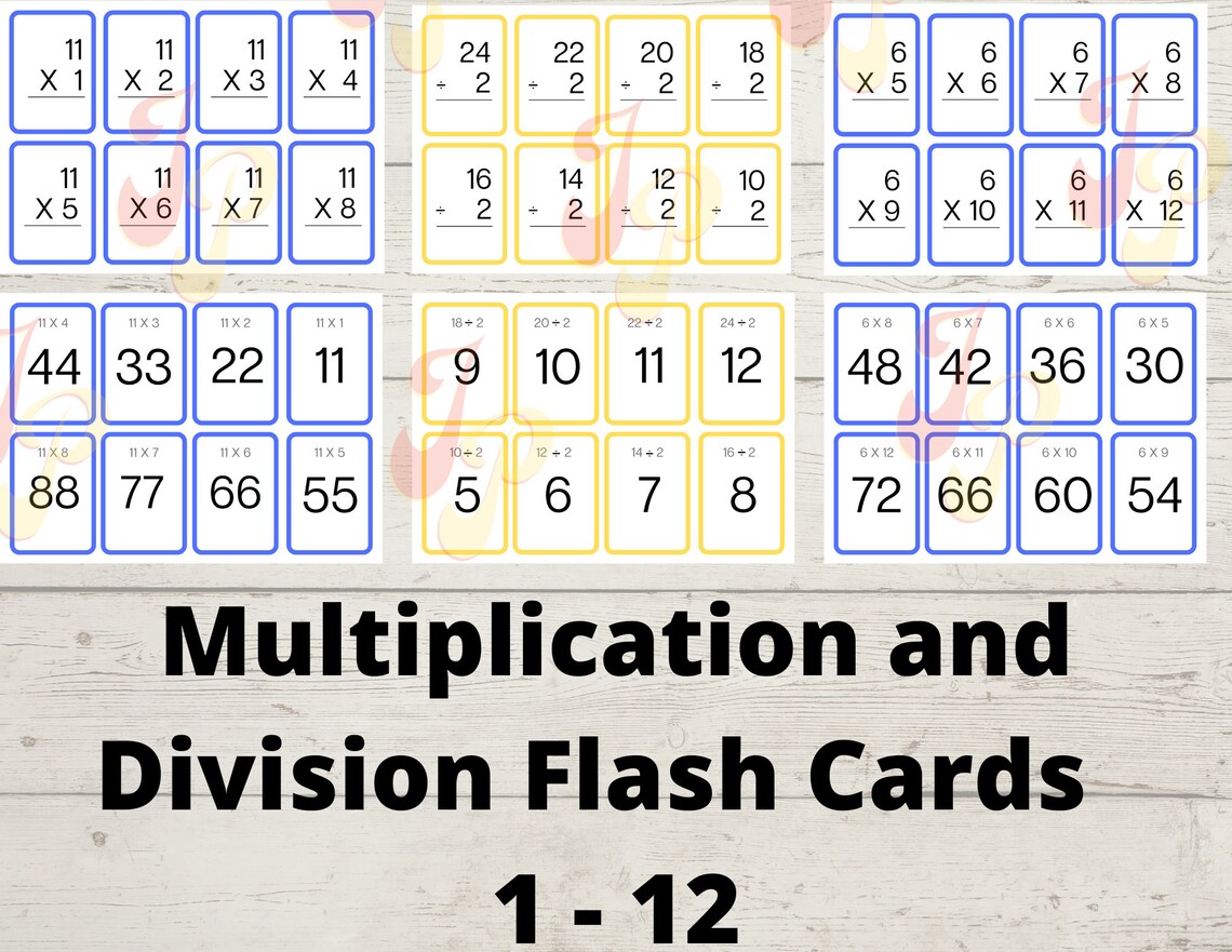 Multiplication and Division Flash Cards 1 12 With Skip Etsy