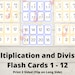 Multiplication and Division Flash Cards 1 - 12 , With Skip Counting ...