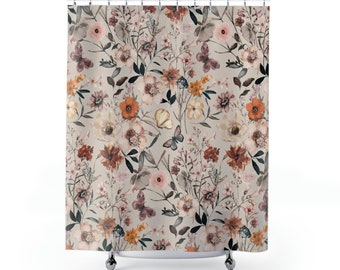 Wildflowers Shower Curtain, Floral Shower Curtain, Botanical Shower Curtain, Wild Flowers Bath Curtain, Floral Bathroom Decor, Housewarming