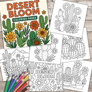Cactus Coloring Pages, Desert Plants & Flowers Coloring Sheets, PDF Digital Download