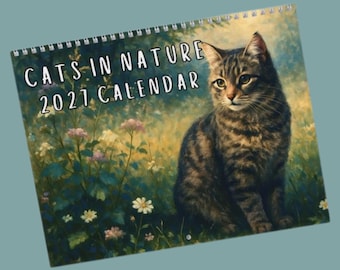 Cat Art Wall Calendar 2027, Monthly Cat Illustration Calendar