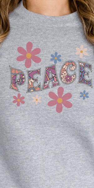 Sweat-shirt Hippie Peace Love Années 60-70 - Unisexe - Motif Fleurs Et Signe De Paix - 241 G - Coupe Classique