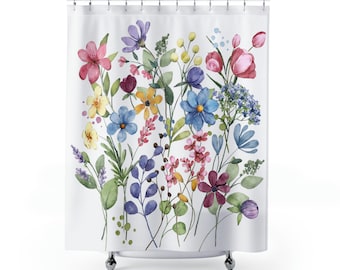 Wildflower Shower Curtain: Colorful Floral Print, Boho Bathroom Decor