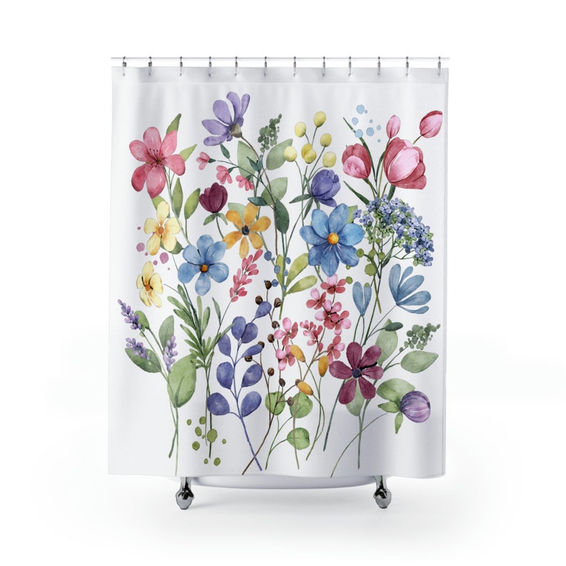 Wildflowers Shower Curtain, Floral Shower Curtain, Floral Bathroom