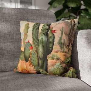 Cactus Pillow Cover, Desert Pillow Cover, Cactus Cushion, Southwestern Decor, Succulent Pillow, Throw Pillow Cover, Accent Pillow, 20x20