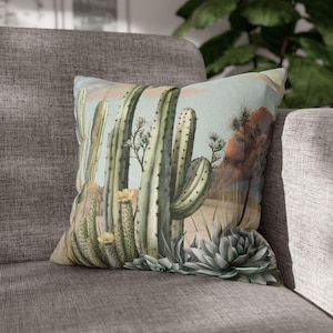 Desert Cactus Pillow Cover, Cactus Throw Pillow, Southwestern Decor, Boho Pillow Cover, Gift for Plant Lovers, Cozy Living Room Accessory