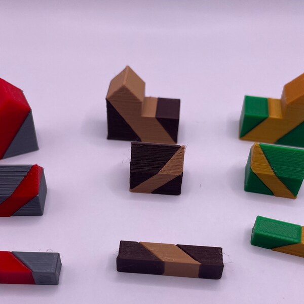 Catan Game Piece Set - Striped Two Color - Multi Colored