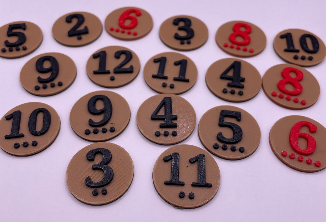 Custom Catan Replacement Number Tokens W Alphabet & Roll Chance