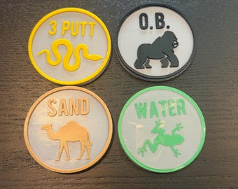Golf Animal Game Magnetic Token Chips - Set of 4