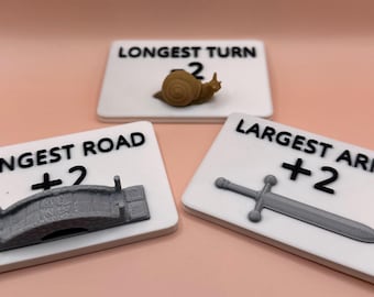 Catan Largest Army Longest Road & Turn Tokens Chips Custom Colors