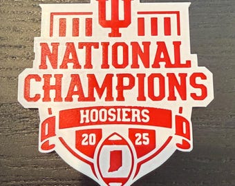 Indiana Hoosiers National Champions Logo Magnet, IU Football Fridge Magnet, Hoosier Fan Cave Decor, College Sports Locker Gift - Lot of 2