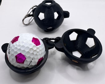 Soccer Golf Ball Stencil with Bag Clip, Magnetic Golf Ball Marker Alignment Tool, 3D Printed Golfing Gadget, Unique Golf Gift for Men 2 Pack