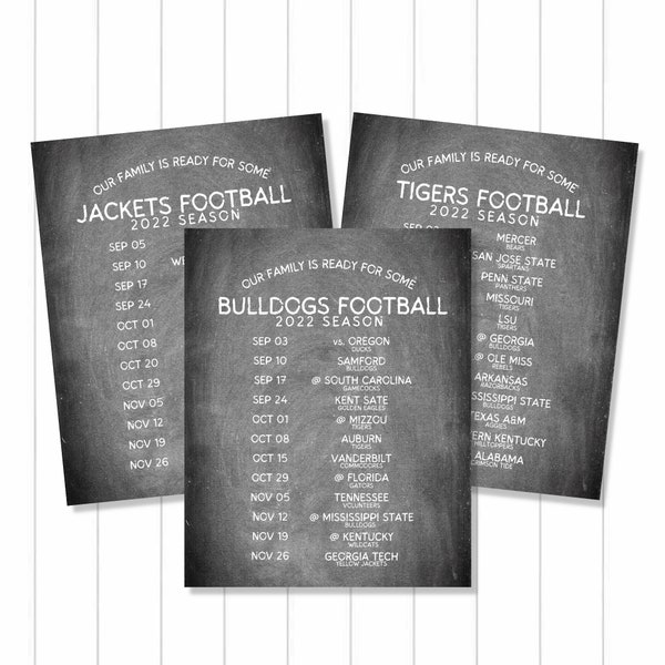 College Football Season Schedule Poster | High School Football | ACC | SEC | BIG10 | BIG12 | PAC12 | NCAA