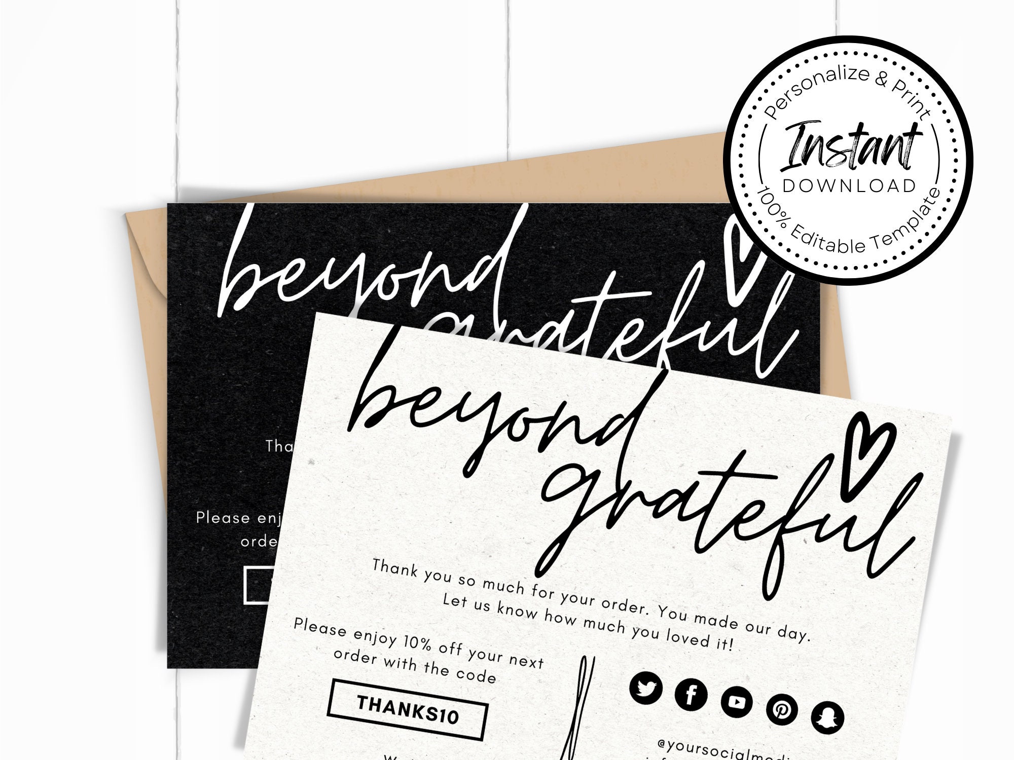 Grateful Double Thank You | INSTANT DOWNLOAD | Small Business Template ...