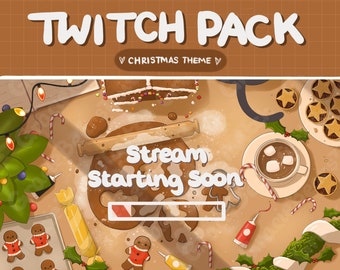 Christmas Animated twitch Package, Christmas Gingerbread Theme, Lofi Desk Aesthetic