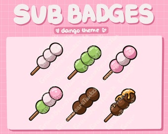 Dango Twitch Sub Badge / Cute Food Sub Badge / Bit Badge / Risorse in streaming / Cibo giapponese / Estetica / Kawaii