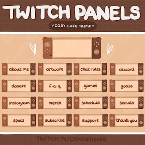 Cosy Switch Twitch Panels, Cute Bear Theme, ACNH Twitch Pack Panels, Beige Colour Theme