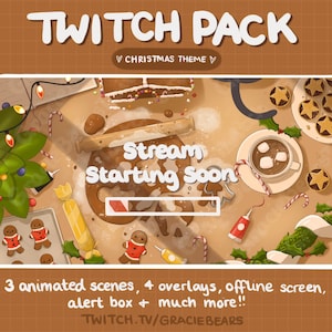 Christmas Animated twitch Package, Christmas Gingerbread Theme, Lofi Desk Aesthetic