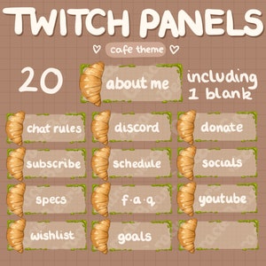Cottagecore Twitch Panels, Cute, Lofi Aesthetic, Cafe Theme Panels