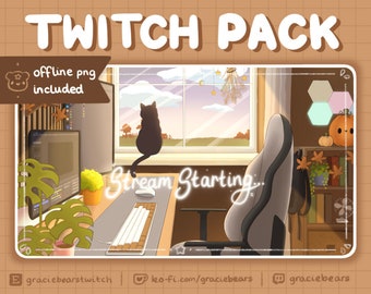 Animated Autumn Twitch Pack, Lofi Desk Overlay, Lofi Wallpaper, Cozy Aesthetic, Custom Twitch Overlay, Fall Aesthetic, Halloween Theme