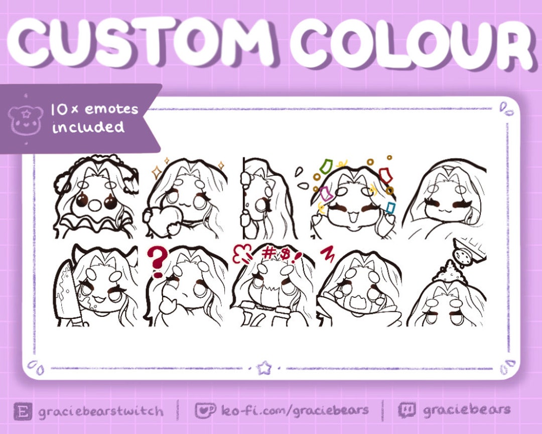 10 Cute Custom Colour Twitch Emotes - Etsy