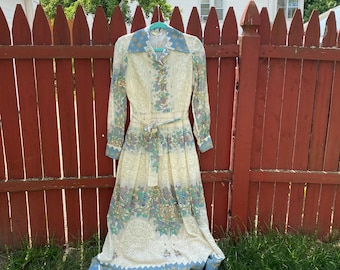 Vintage maxi-jurk met cottagecore-print uit de jaren 60 - Floral Boho Retro Fashion