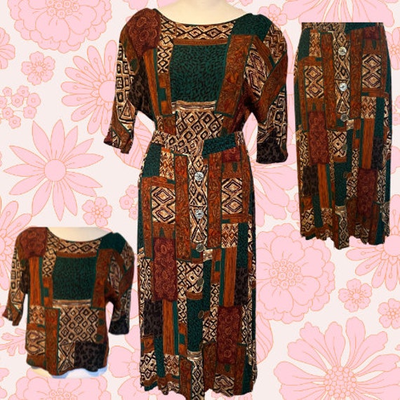 Vintage 80s/90s Safari Animal Print Two Piece Set… - image 1