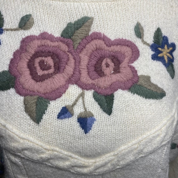 Vintage Floral Grannnycore Embroidered 90's Sweat… - image 6