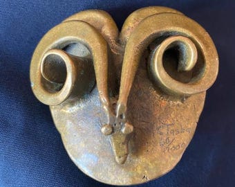 Carl Tasha Bronzen Ram astrologische ramskop riemgesp 60/1000