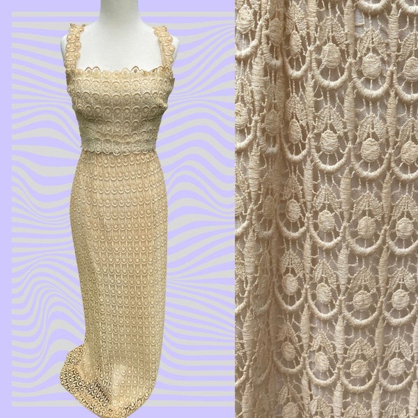 Romantic & Elegant Vintage 50's/60's Cream Lace Maxi Dress by Harry Kaiser