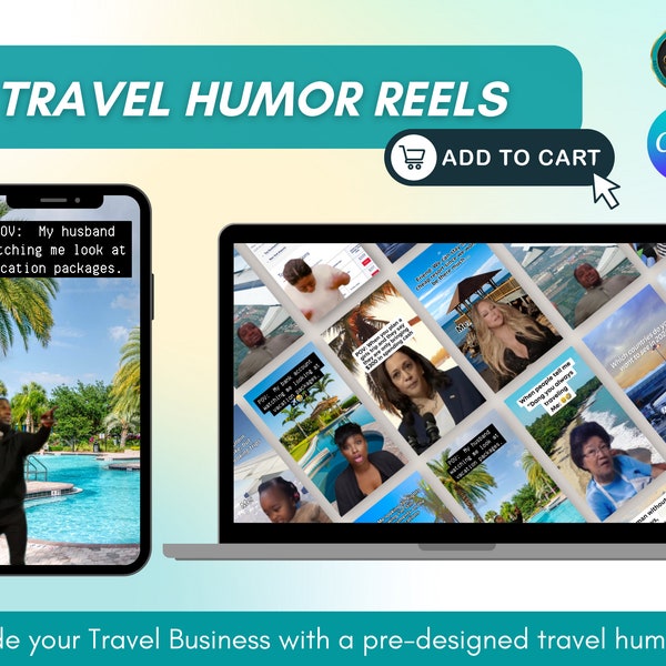 30 Done-For-You Instagram Travel Humor Reel Templates | Reel Template Editable in Canva | Done-For-You Travel Agent Humor Reels-Bundle 1