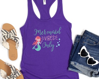 Mermaid Vibes Only Tank Top | Ladies' Mermaid Tank | Mermaid Summer Tank | Women's Ideal Racerback Tank