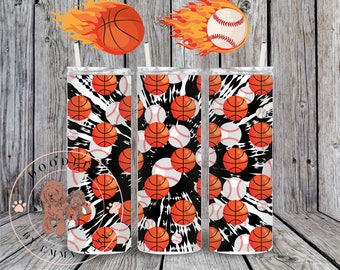 Basketball Baseball Tumbler design PNG