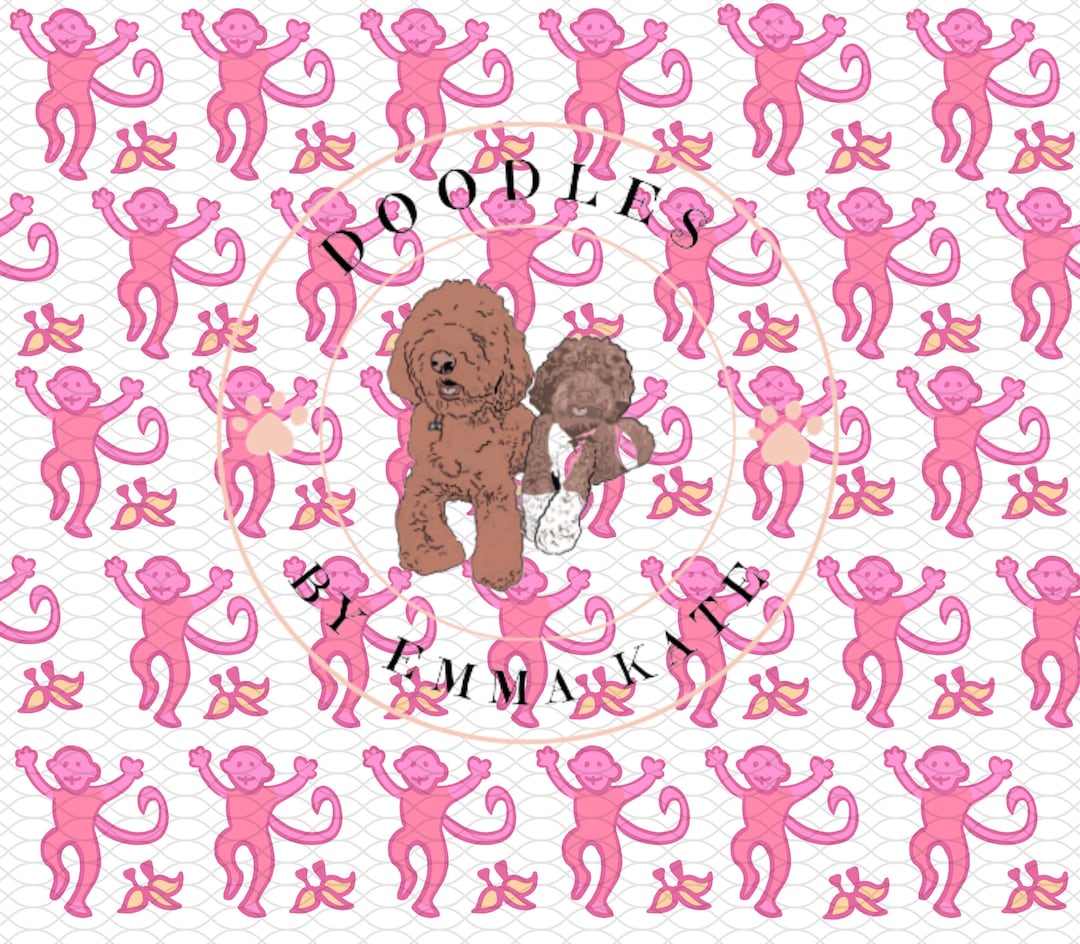 Preppy Monkey Pink Variations Tumbler Template PNG Etsy