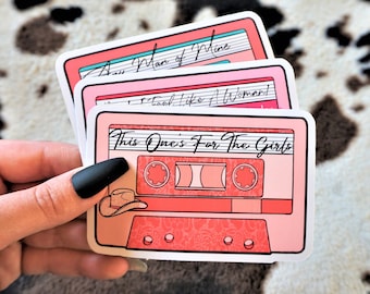 This Ones For The Girls Cassette Sticker - Country Music, Laptop Sticker, 90s Country