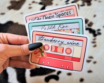 Strawberry Wine Cassette Sticker - Country Music, Laptop Sticker, 90s Country