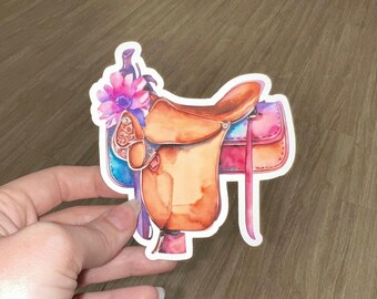 Watercolor Saddle Sticker - Saddle Sticker, Watercolor Sticker, Western Sticker, Laptop Sticker, Cute Sticker