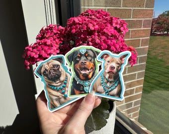 Dogs Wearing Turquoise Jewelry Stickers P-Z - Western Sticker, Laptop Sticker, Cute Sticker