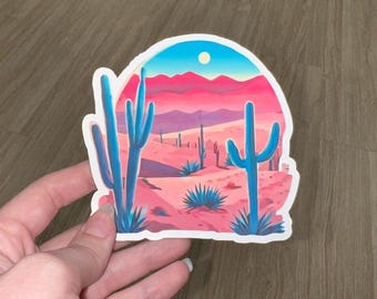 Colorful Desert Landscape Sticker - Desert Sticker, Laptop Sticker, Cute Stickers