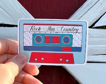 Rock This Country Cassette Sticker - Country Music, Laptop Sticker, 90s Country, Cute Stickers