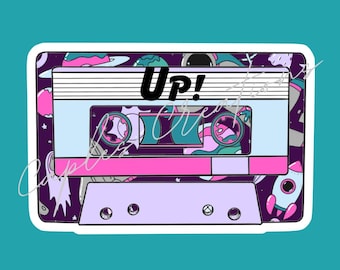 Up! Cassette Sticker: 90s Country Music, Shania Twain Fan Art