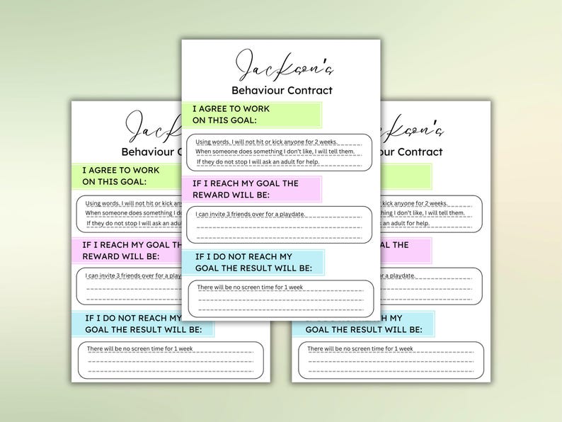 Kids Behavior Contract Template Kids Classroom Behavior Goals Poster ...