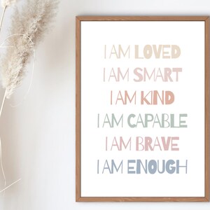 Pastelposter met positieve affirmaties voor kinderen