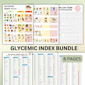 Elenco di alimenti per diabetici con indice glicemico Elenco GI per diabete gestazionale Guida a basso contenuto di carboidrati Tabella del piano alimentare senza zucchero Tracker del conteggio dei carboidrati prenatali