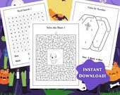 Halloween Activity Pack for Kids Age 3-5 | 20 Printable Pages of Spooky Halloween Fun | Word Searches, Mazes, Coloring by Number and more!
