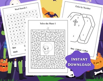 Halloween Activity Pack für Kinder im Alter von 3-5 Jahren | 20 Seiten zum Ausdrucken von Spooky Halloween Fun | Wortsuche, Labyrinthe, Malen nach Zahlen und mehr!