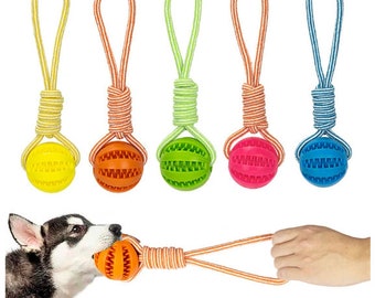 Giocattoli per cani Palline da trattare Corda di canapa interattiva Palline con perdite di gomma per cani di piccola taglia Giocattoli resistenti al morso da masticare Pulizia dei denti degli animali domestici