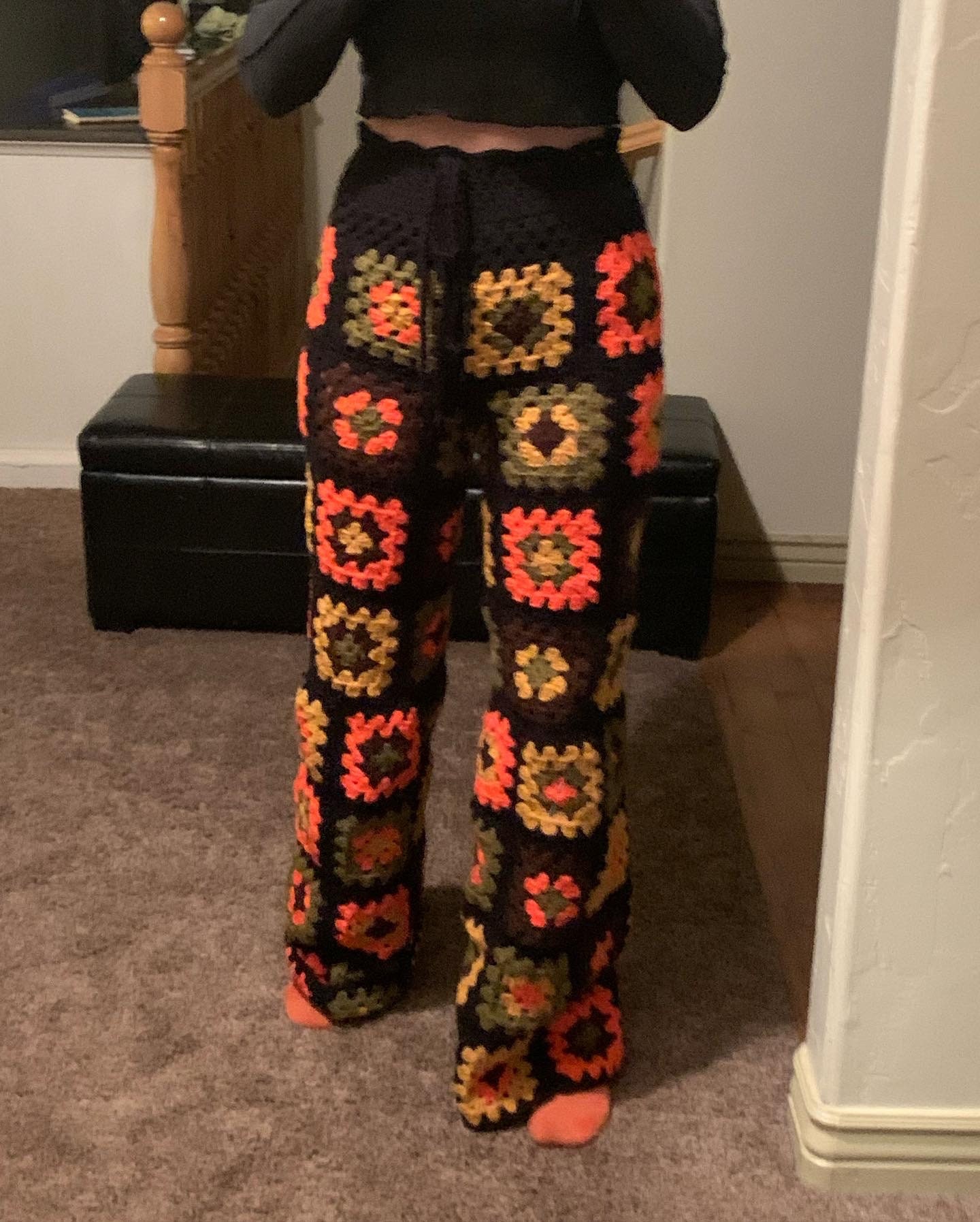 Retro Granny Square Crochet Pants Etsy Ireland