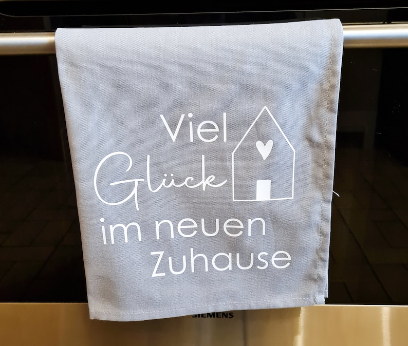 Geschirrspültuch mit Kochlöffel/ Geschenk zum Einzug Haus Wohnung Eigenheim Hausbau/ Einweihungsgeschenk/ Küchentuch mit Kochlöffel Bild 3